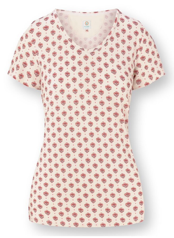 Toy Short Sleeve Top Jaipur Flower White Pink