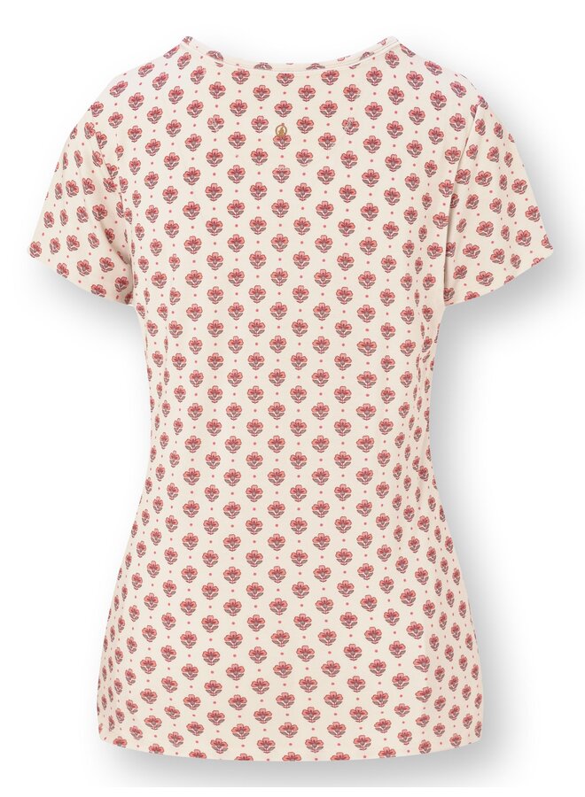 Toy Short Sleeve Top Jaipur Flower White Pink
