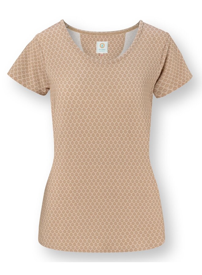 Tilly Short Sleeve Top Thousand Leaves Beige