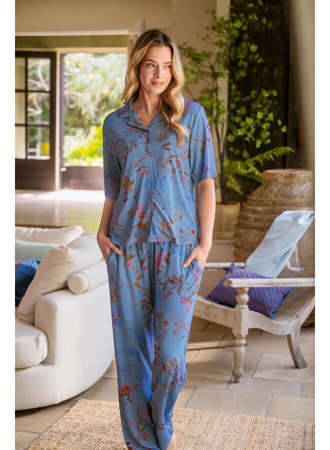 Belin Long Trousers Bodhi Flower Blue