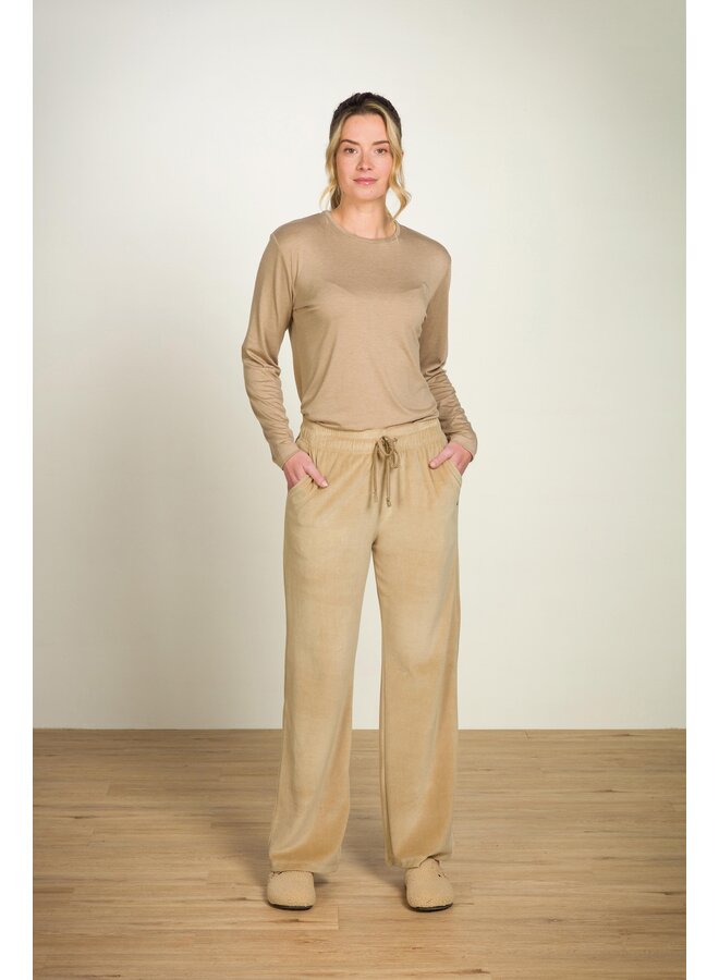 Britta Long Trousers Velvet Beige