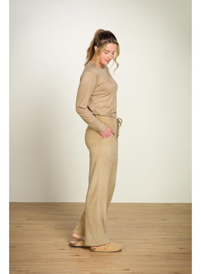 Britta Long Trousers Velvet Beige