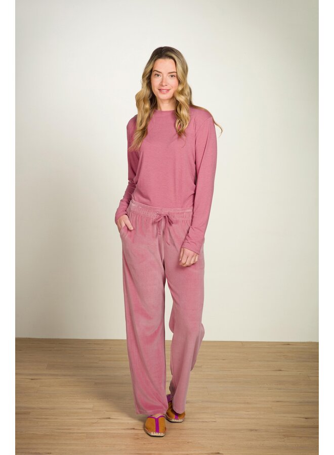 Britta Long Trousers Velvet Pink