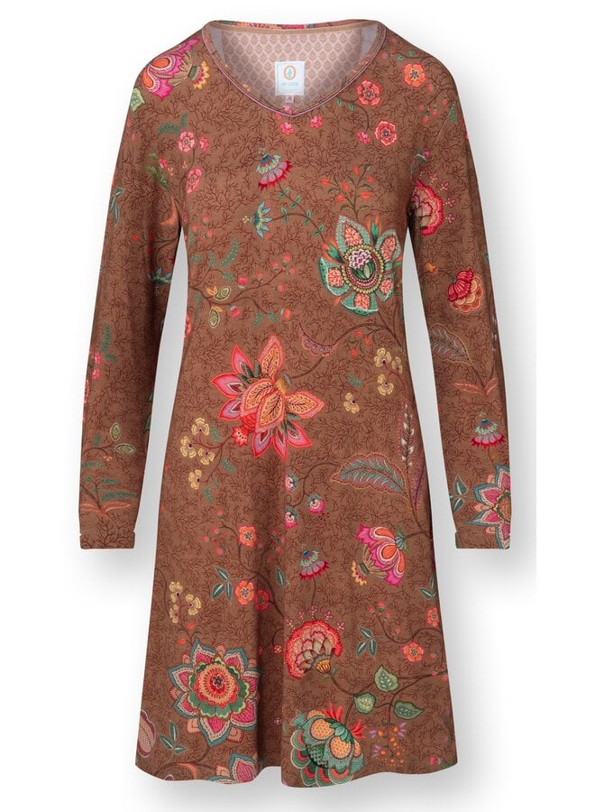 Dana Long Sleeve Nightdress Mumbai Morning Brown