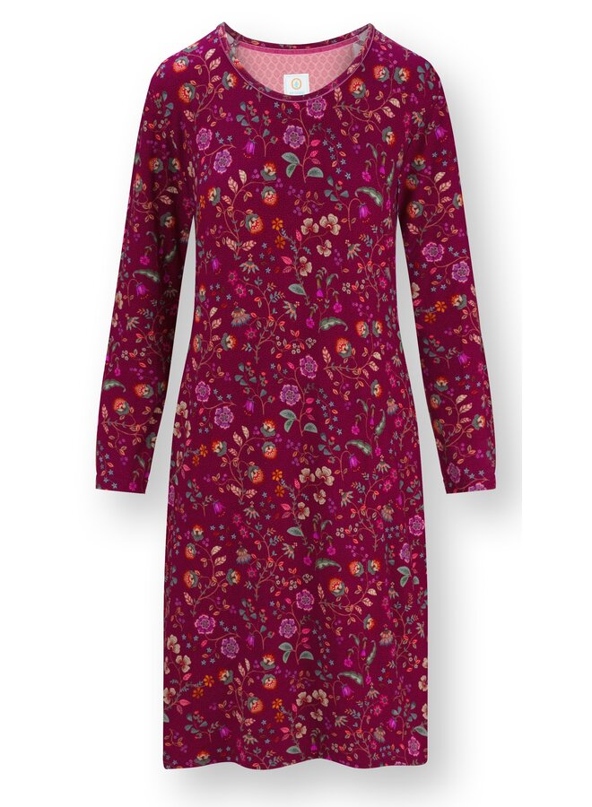Destiny Long Sleeve Nightdress Flora Bangalore Dark Pink