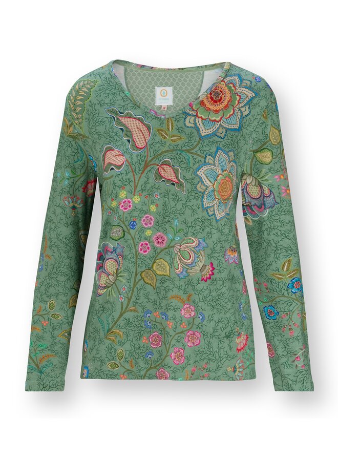 Trice Long Sleeve Top Mumbai Morning Green