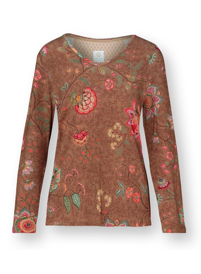 Trice Long Sleeve Top Mumbai Morning Brown