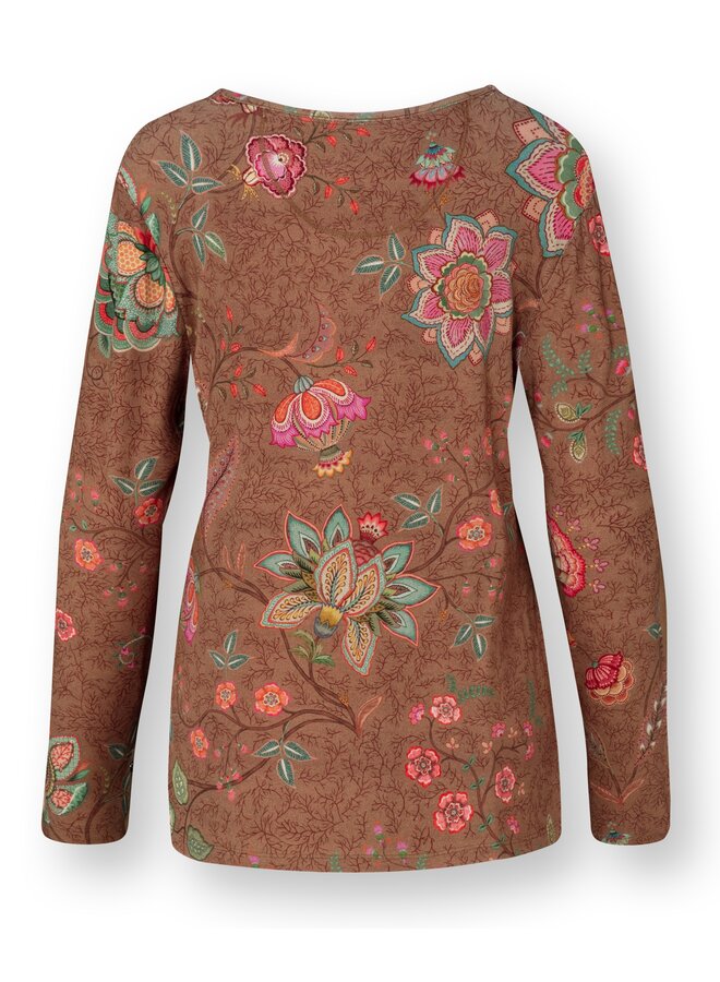 Trice Long Sleeve Top Mumbai Morning Brown