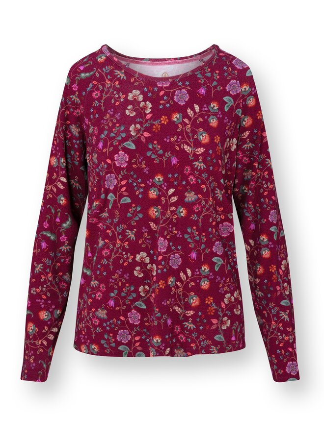 Tina Long Sleeve Top Flora Bangalore Dark Pink
