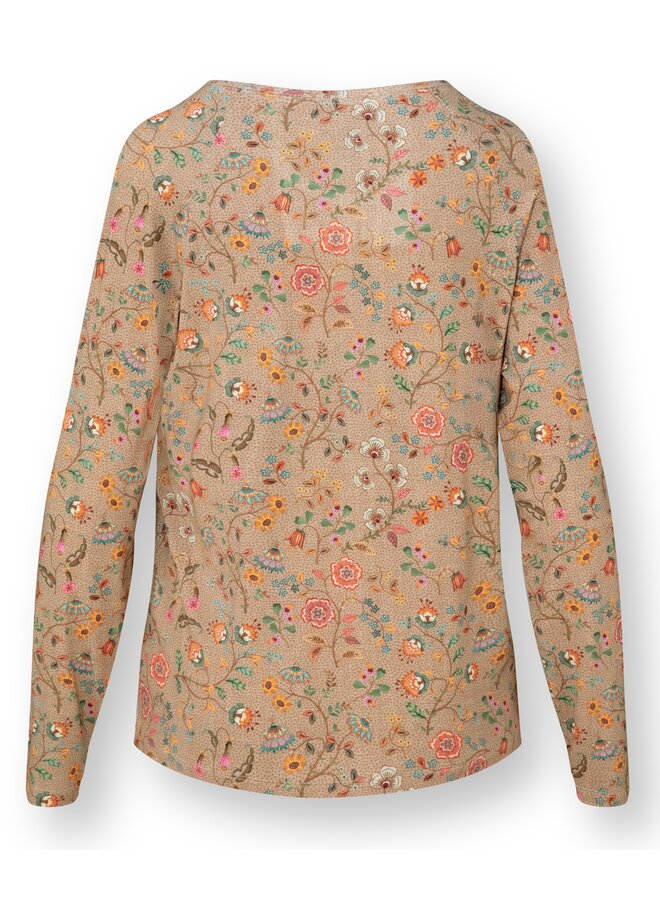 Tina Long Sleeve Top Flora Bangalore Sand