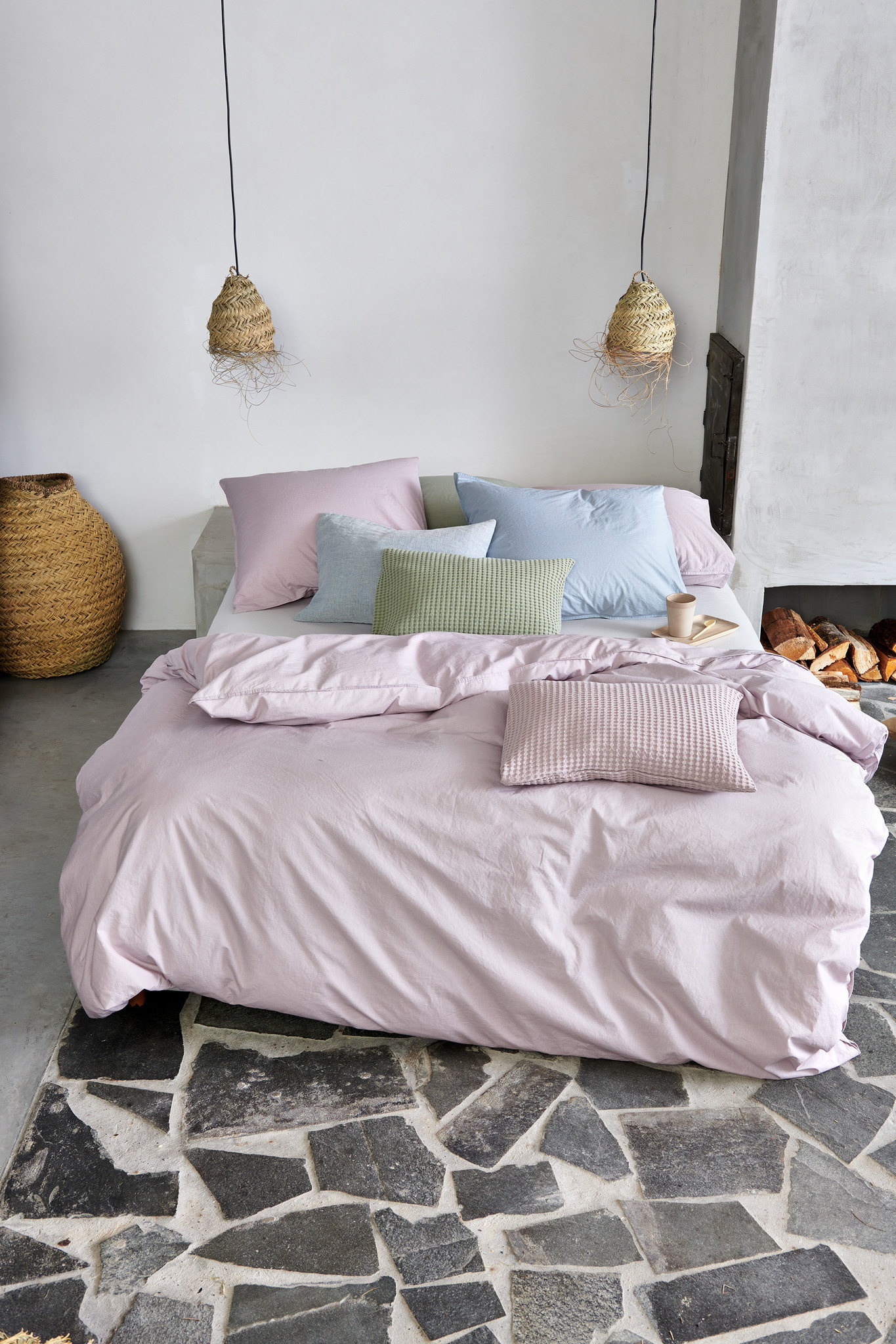 WASHED COTTON kussensloop 60x70 cm Pearl Blue (katoen) CLLA20201