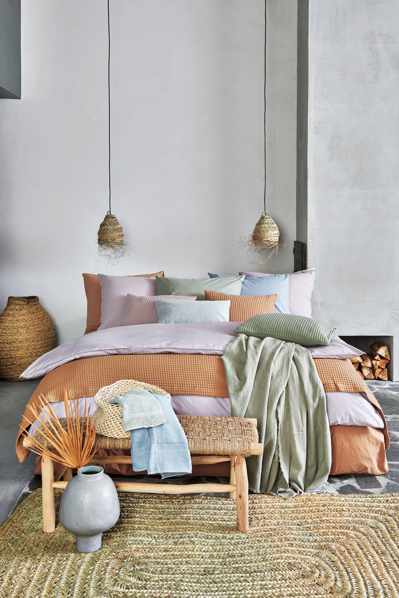 WASHED COTTON kussensloop 60x70 cm Pearl Blue (katoen) CLLA20201