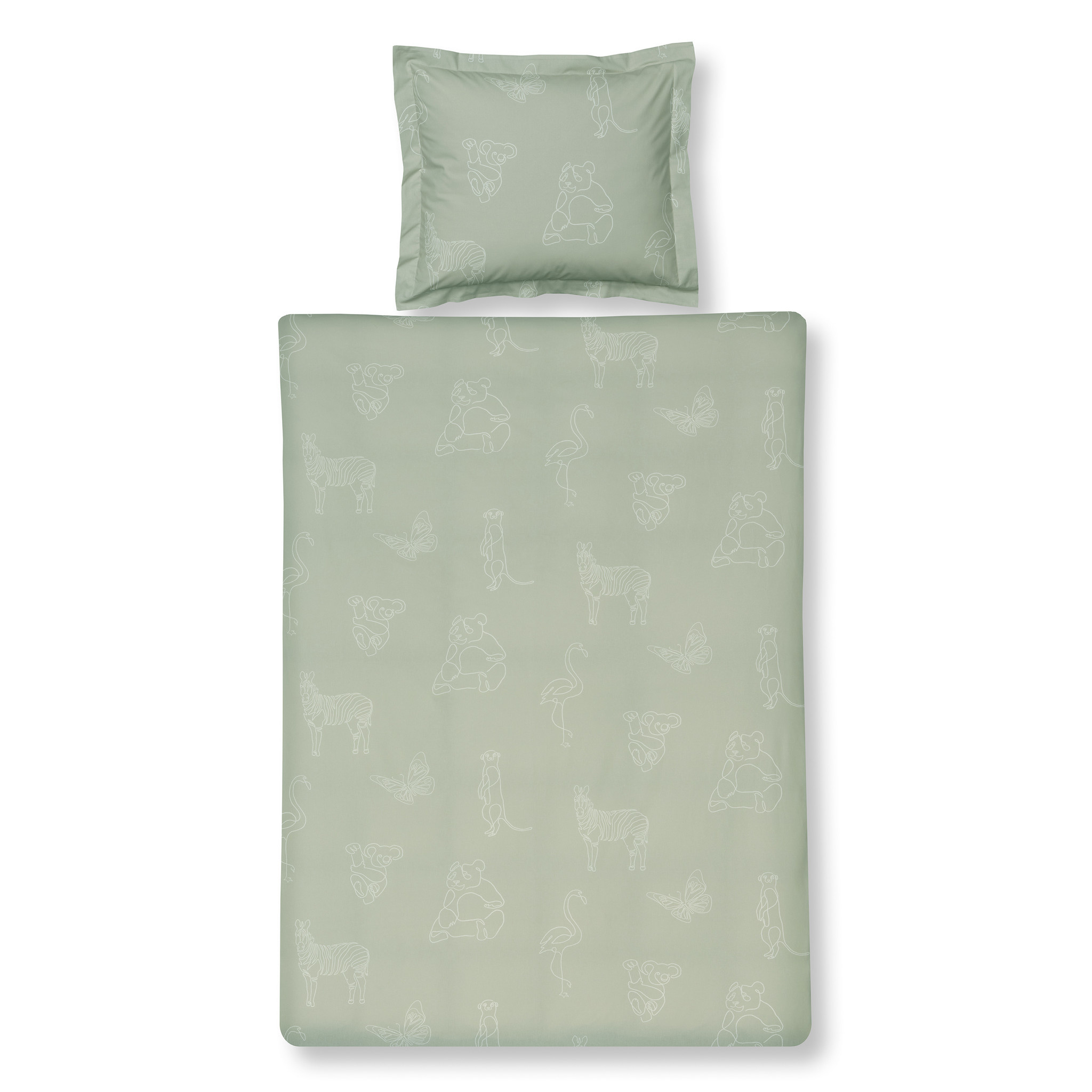 Duvet cover ANIMAL KIDS Pale olive 140x220 cm (KIBB22110)