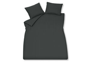 WASHED COTTON dekbedovertrek 240x220 cm Off Black (katoen)
