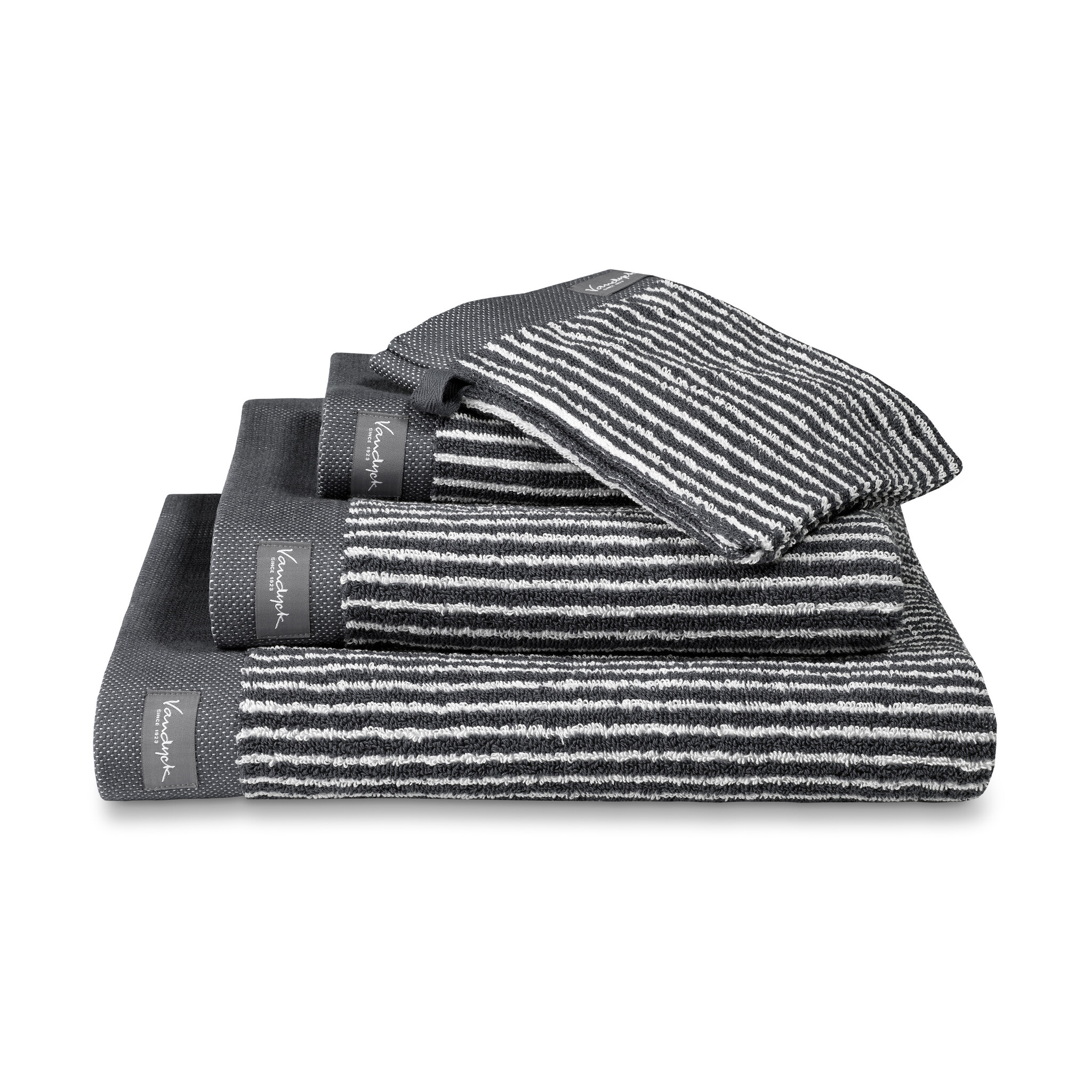 Towel HOME Petit Ligne color Off Black, black