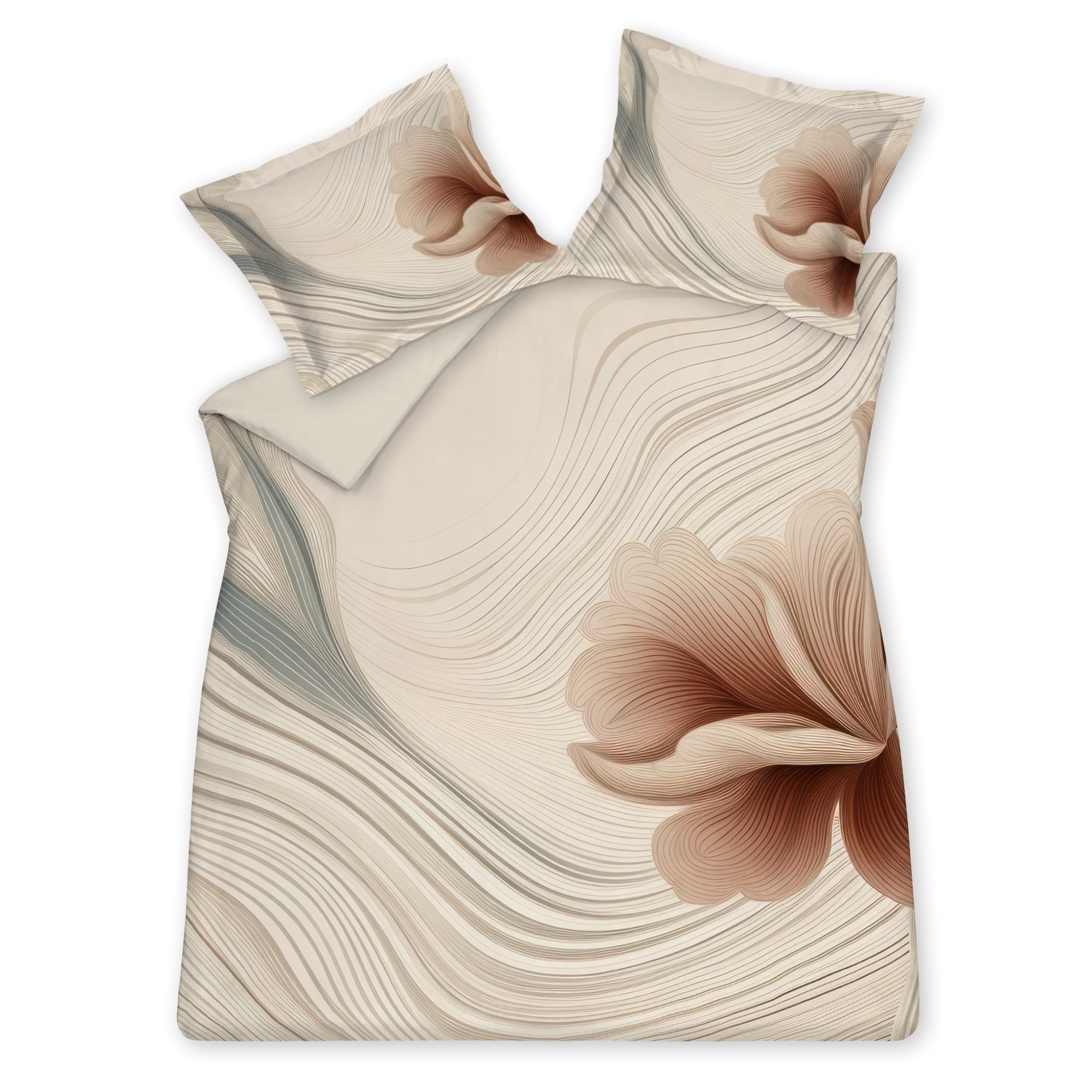 Dekbedovertrek FLOWING Cream Tan 240x220 cm (satijnkatoen)