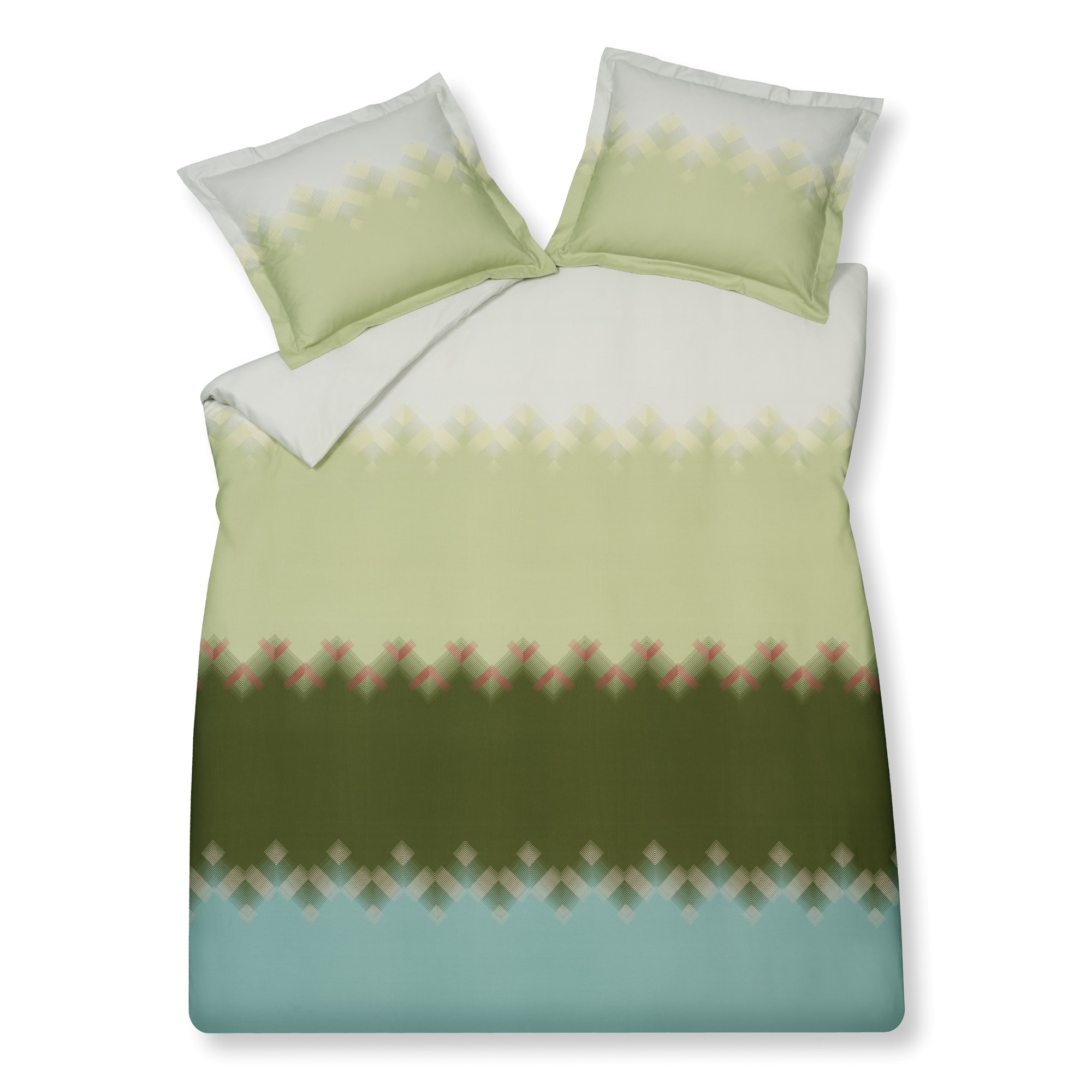 Housse de couette HAPPY SLEEP Vert Fumée 140x220 cm (coton satiné)