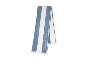 Serviette de plage bleu poudré à rayures palmées