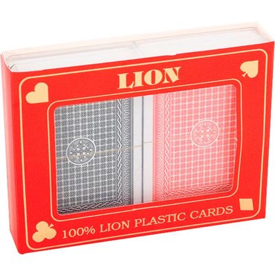 Playing card set LION 100% plastic duo box, Poker