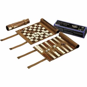 Backgammon, schack och dam reseuppsättning