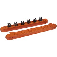 Wall cue rack for 6 cues in various colors