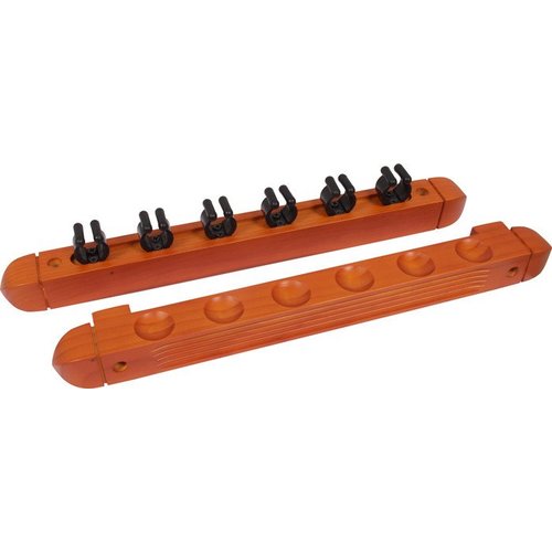 Wall cue rack for 6 cues in various colors