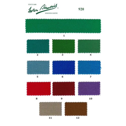 Simonis Pool billiard cloth Simonis 920 various colors. per 10 cm 165 cm wide