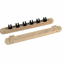 Wall cue rack for 6 cues various colors woody