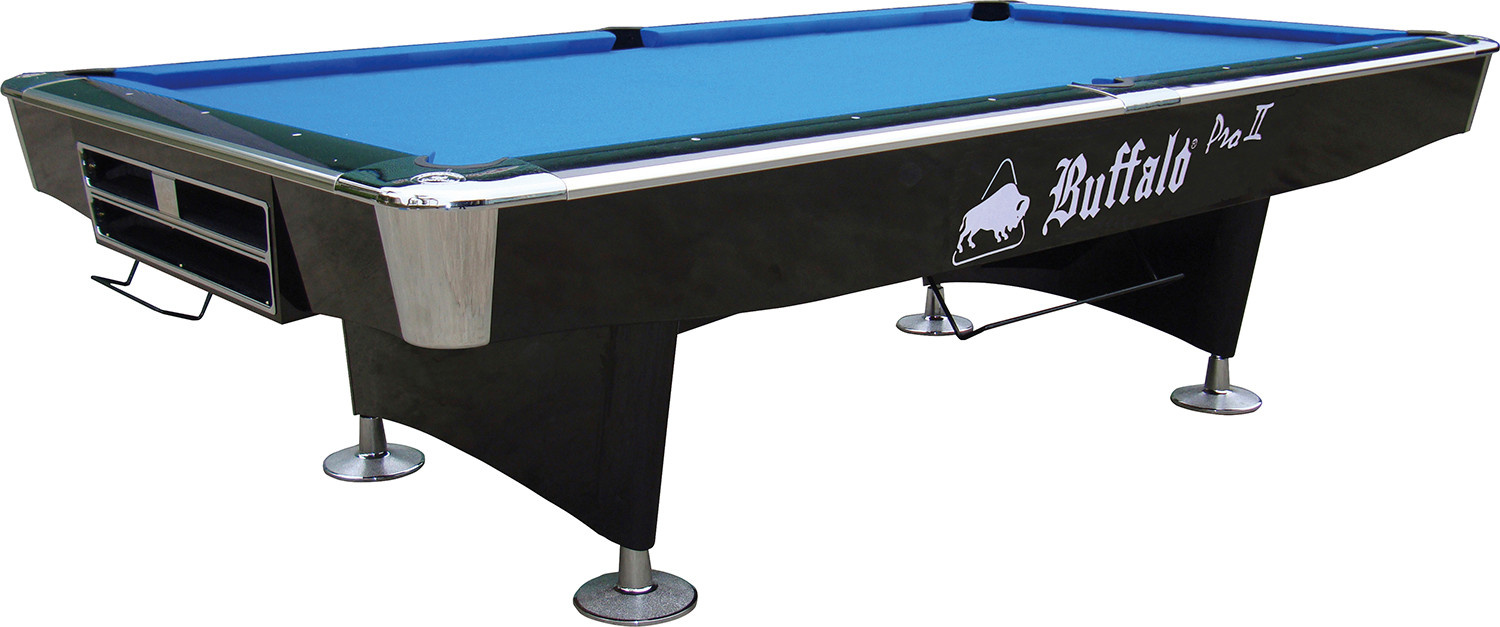 Poolbord Buffalo Pro-II 9 fod sort, drop-lomme - Broek Billard