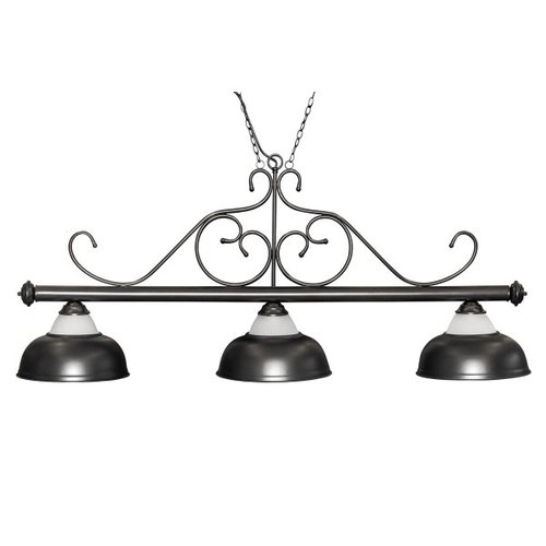 Billiard lamp "Opera", black, 3 bells, Ø38cm, 156cm