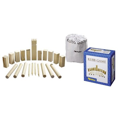 Dennenhouten Kubb spel original 31x28cm