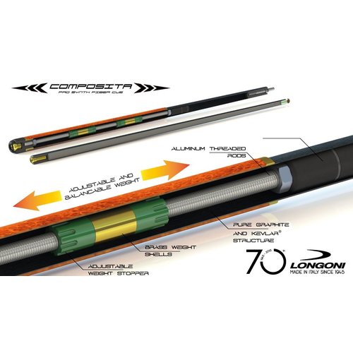 4 * Carambole keu Longoni Composita - Graphite. incl gewicht set LONGONI 4 * Carambole keu Longoni Composita - Graphite. incl gewicht set