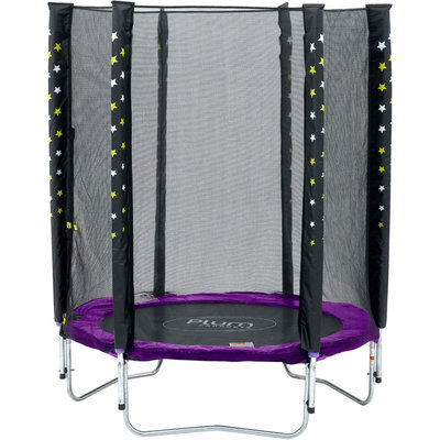 Plum trampoline Stardust with purple safety net.