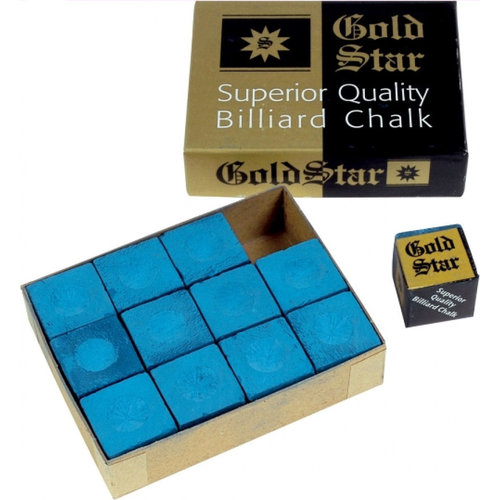 Gold star billiard chalk 12 pieces blue