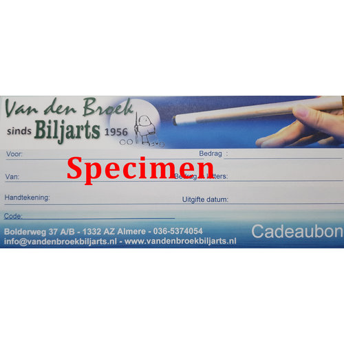 Van den Broek biljarts Gift voucher