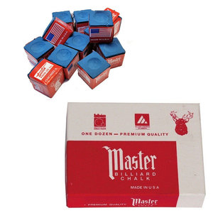 Master billiard chalk 12 pieces blue. Bag or box.