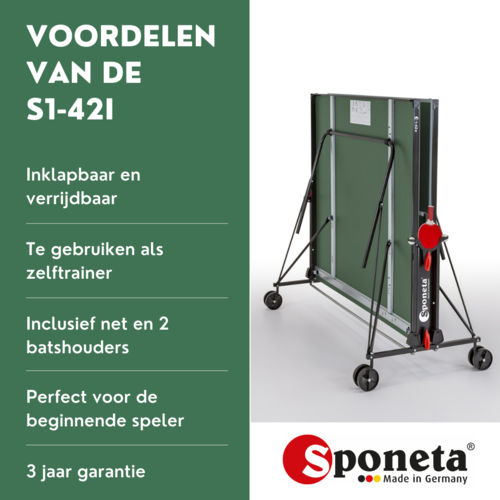 Sponeta Bordtennisbord S 1-421 indendørs grønt Sponeta Sponeta Bordtennisbord S 1-421 indendørs grønt