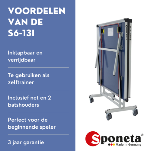 Sponeta Sponeta Bordtennisbord s6-131 innendørs kompakt sammenleggbar blå