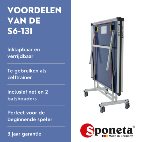 Sponeta Sponeta Tafeltennistafel  s6-131 indoor compact inklapbaar blauw