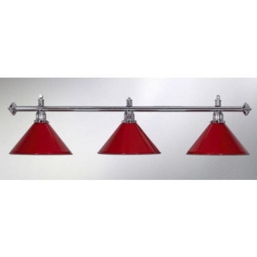 Biljartlamp met drie kappen, Rood