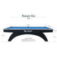 Rasson Poolbord Pool, Rasson Ox, 9 fod, Sort