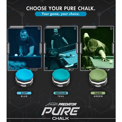 Cue Chalk, Predator Pure. Soft, medium or hard Predator Cue Chalk, Predator Pure. Soft, medium or hard