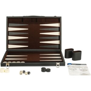 Backgammon indlagt 46 x 30 cm sort