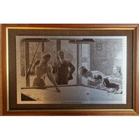 Etsad bild av biljard. Antik 28,5 x 18,5 cm Etsad bild av biljard. Antik 28,5 x 18,5 cm