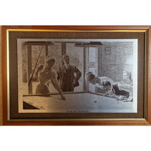 Etsad bild av biljard. Antik 28,5 x 18,5 cm Etsad bild av biljard. Antik 28,5 x 18,5 cm