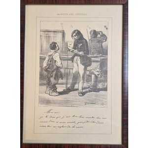 Gammal tryckt bild av biljard. LA BOITE AUX LETTRES Gammal tryckt bild av biljard. LA BOITE AUX LETTRES