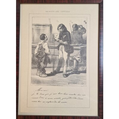 Oude prent inclusief lijst Totale maat: 29.5 x 19,5 cm - Copy