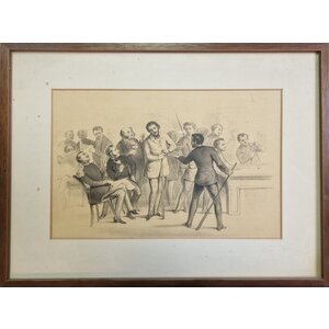 Gammalt tryck i ram i gentlemen's society Gammalt tryck i ram i gentlemen's society