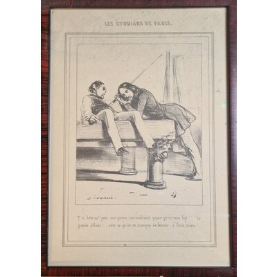 Oude prent inclusief lijst Totale maat: 29.5 x 19,5 cm
