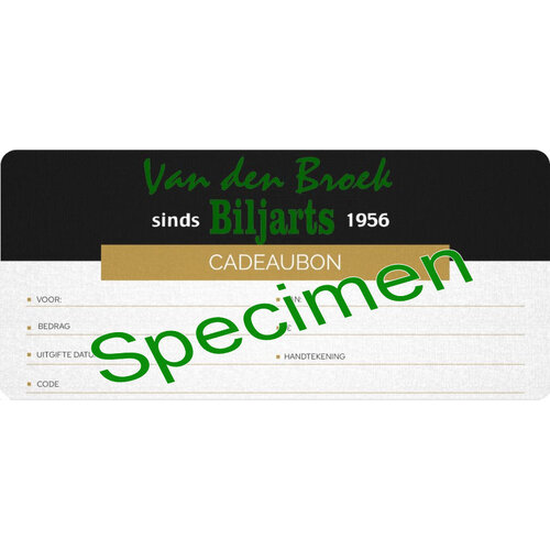 Cadeaubon Van den Broek biljarts Cadeaubon